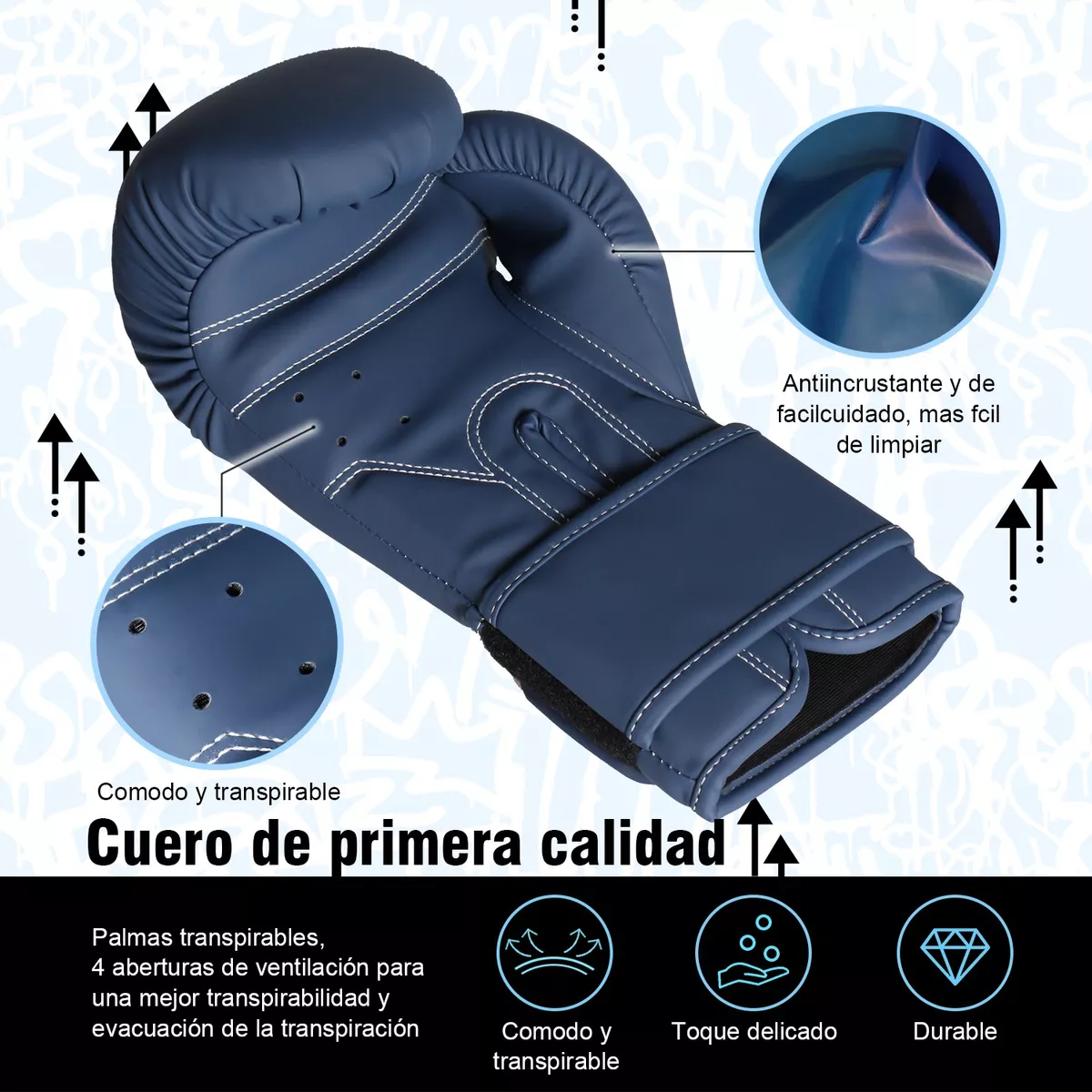 Guantes De Box Velcro Azul oscuro 12oz