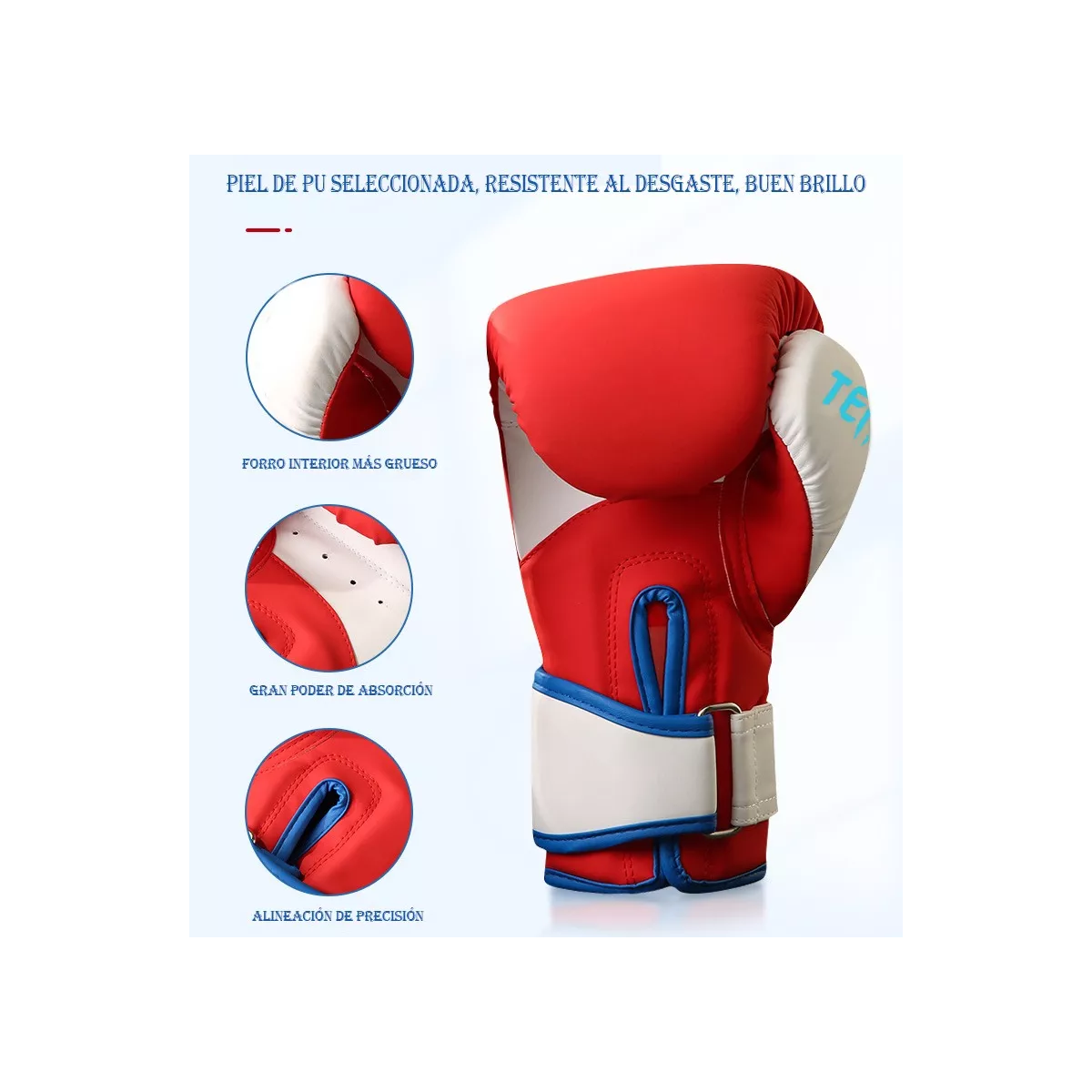 Pack Combo Guantes De Boxeo Espesos Talla:14oz Rojo 