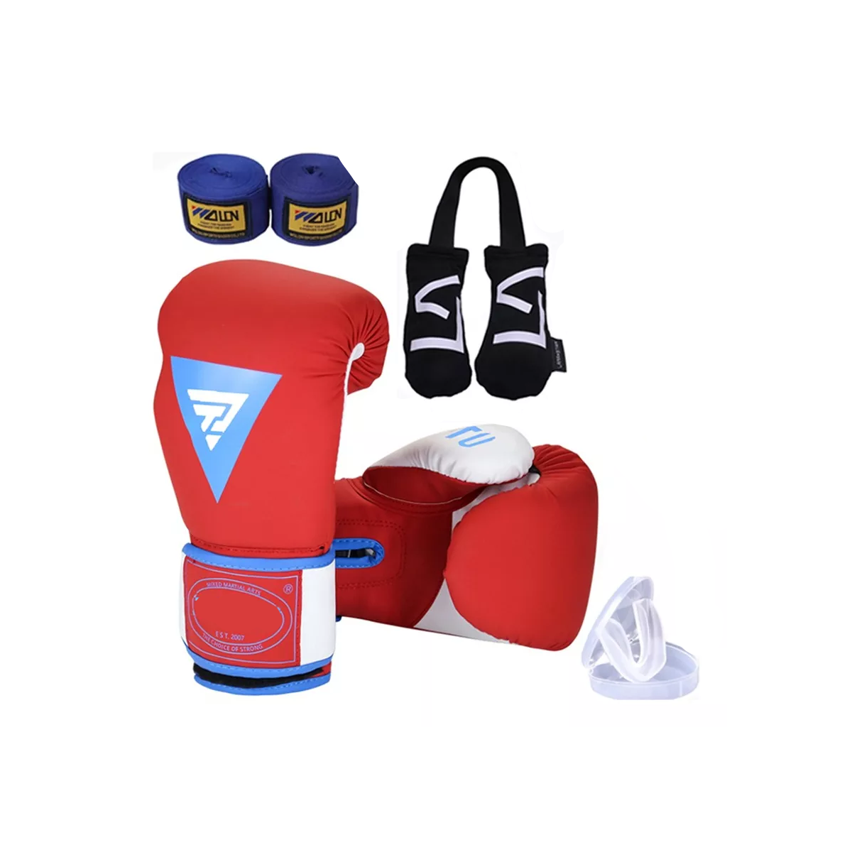 Pack Combo Guantes De Boxeo Espesos Talla:14oz Rojo 