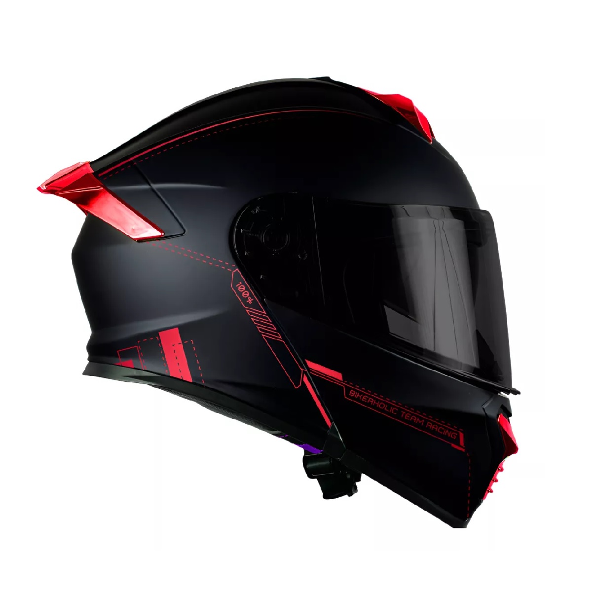 Casco Kov Thunder Racing Abatible Rojo Mica Humo Con Alerón Talla: XL