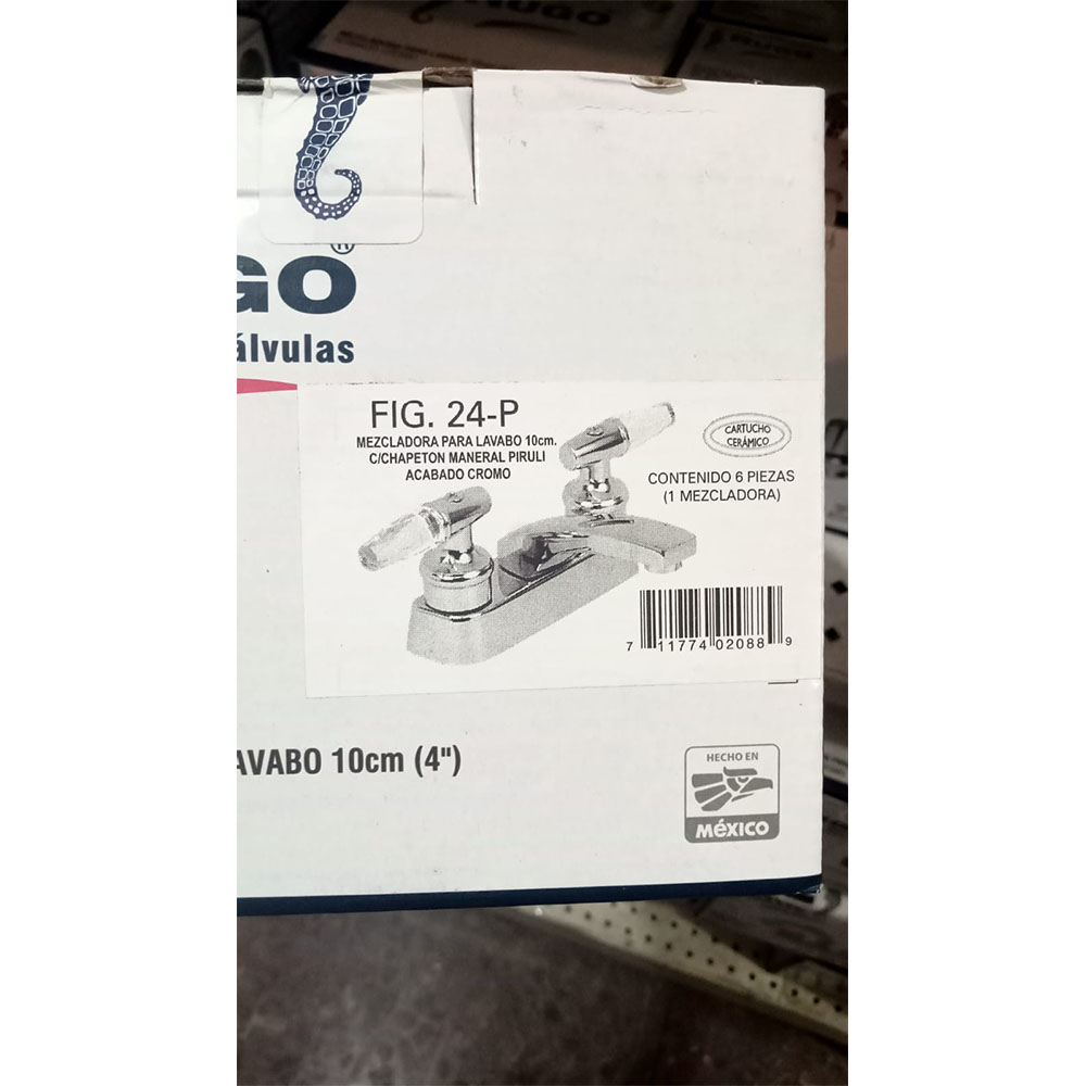 Mezcladora Rugo para Lavabo 4 pulg 24-P
