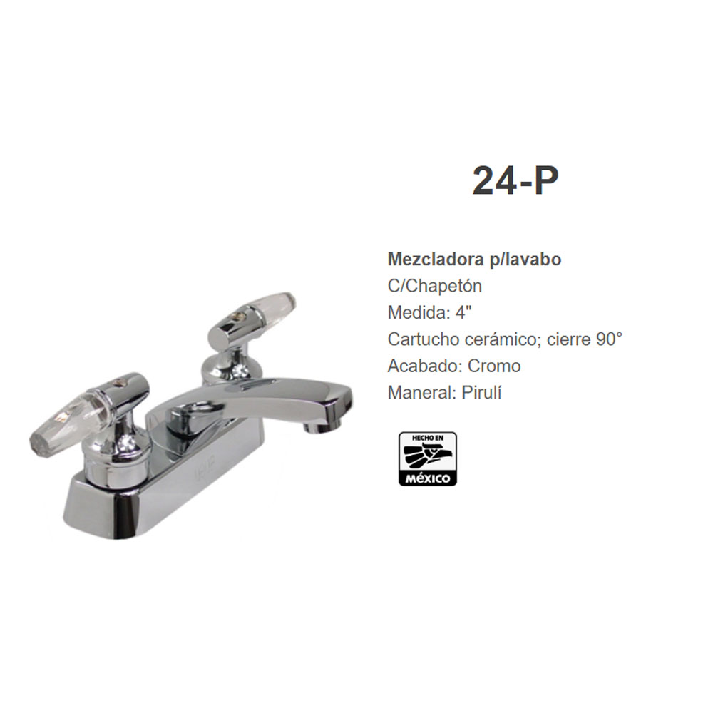 Mezcladora Rugo para Lavabo 4 pulg 24-P