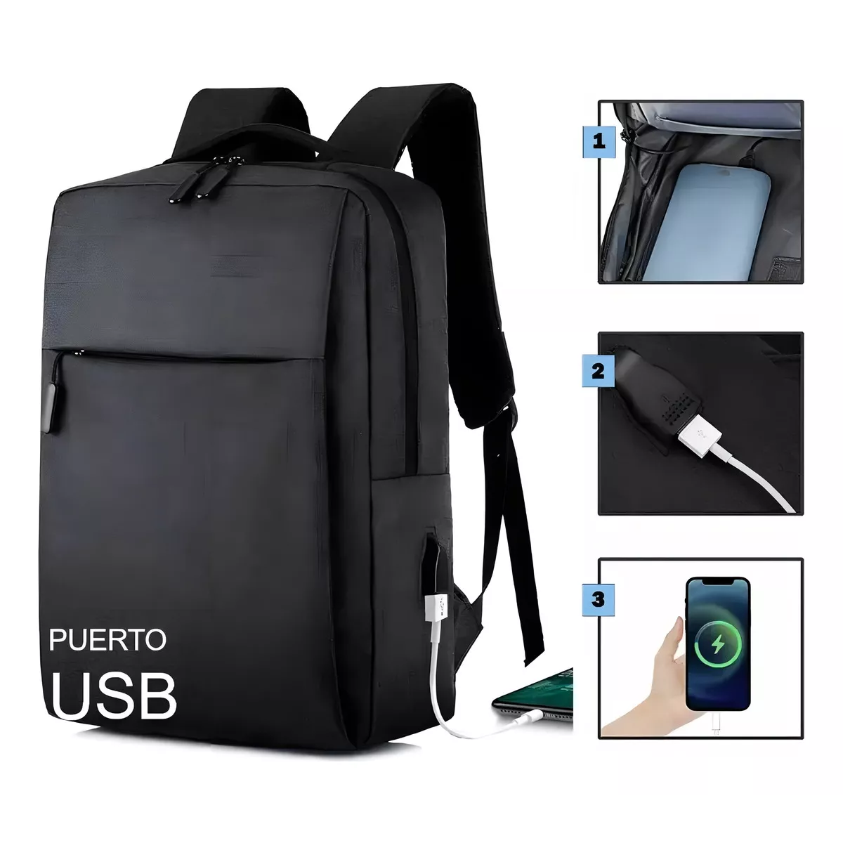 Mochila Bolsa 15 Pulgadas Para Laptop Oxford Negro