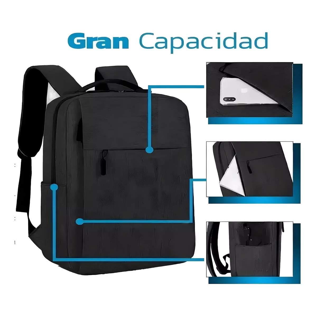 Mochila Bolsa 15 Pulgadas Para Laptop Oxford Negro