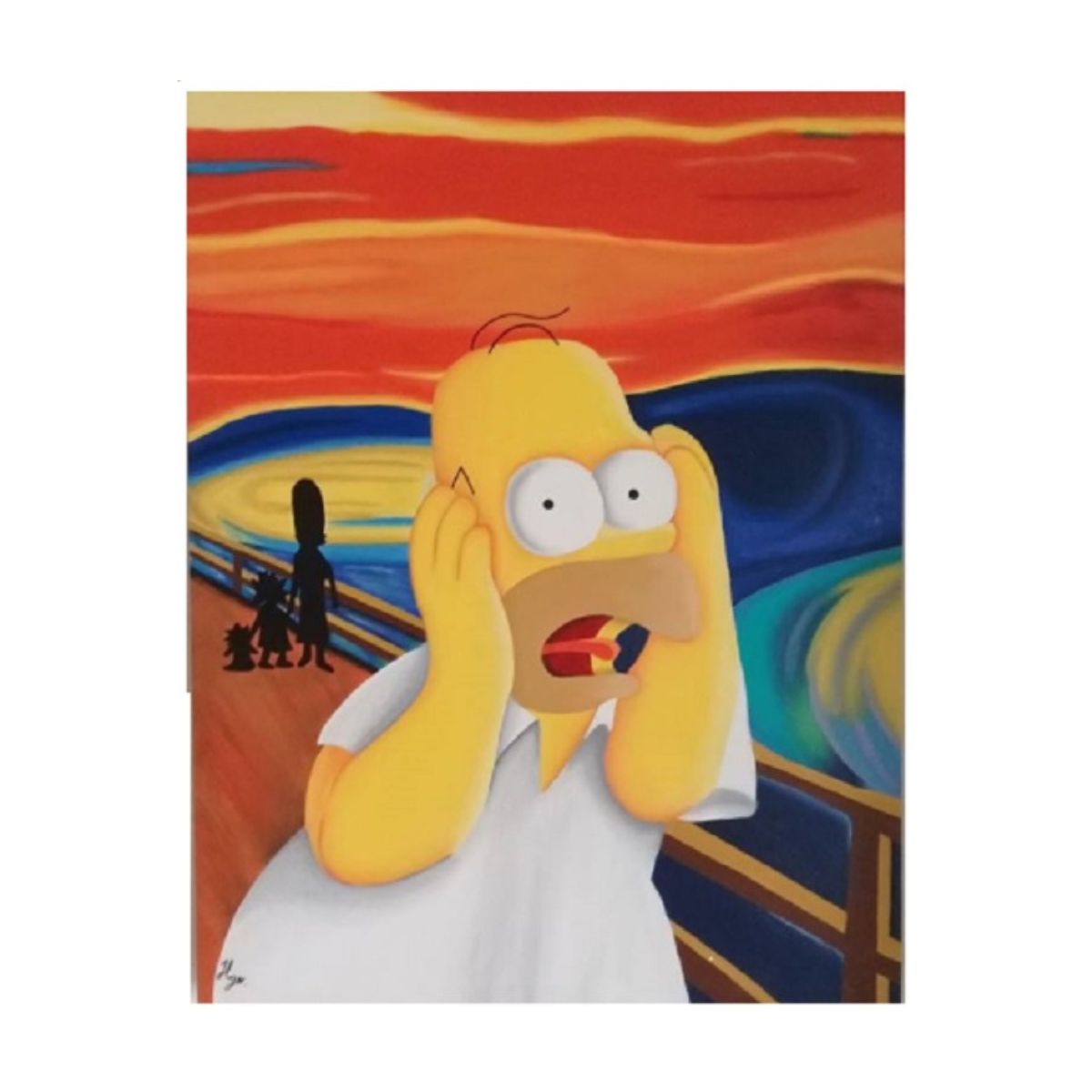Cuadro decorativo pintado a mano Galería Oneris EL GRITO HOMERO SIMPSON 70X54.