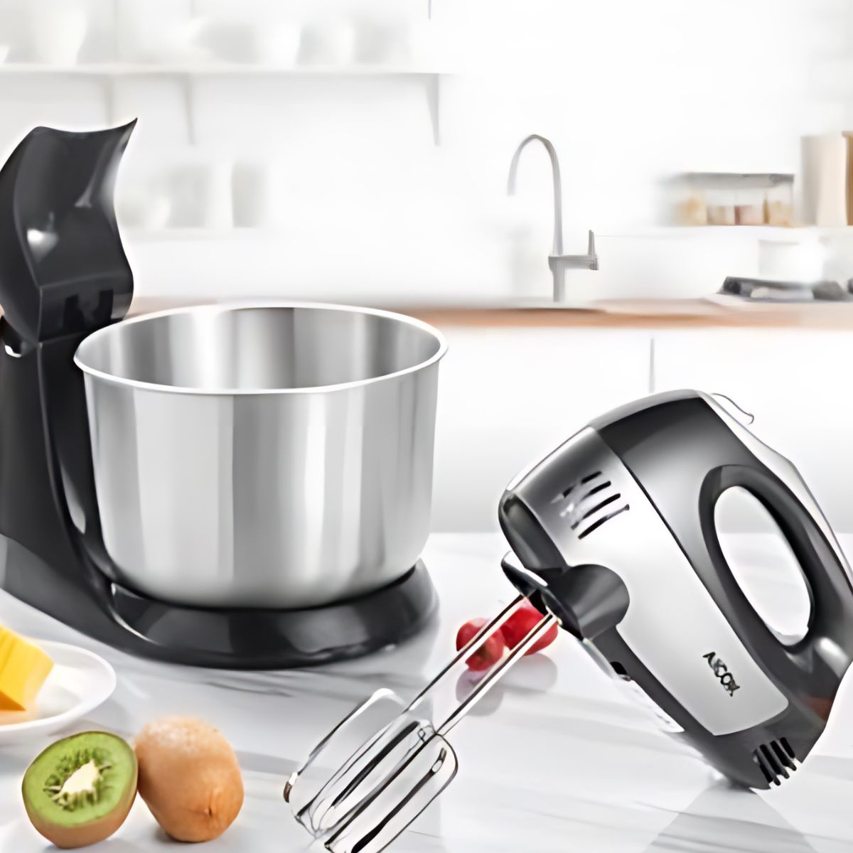 Batidora de Pedestal 2 en 1 6 Velocidades 3.5L Aicok Plateado  Mod BP9250
