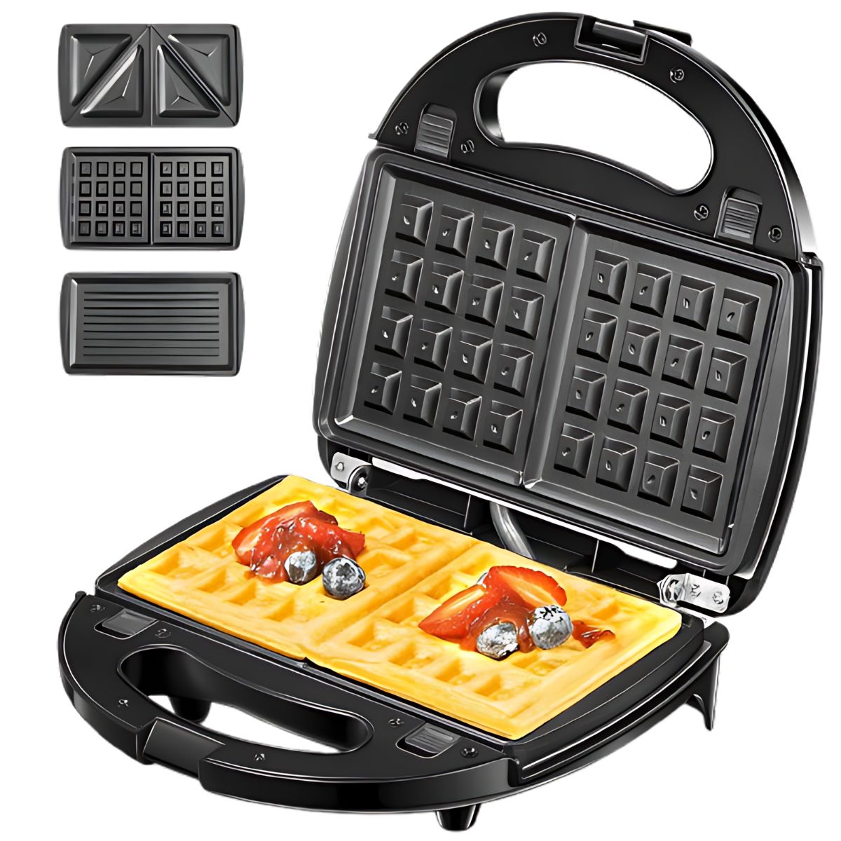 Sandwichera Placas Intercambiables  Aicok Negro Mod SM0140