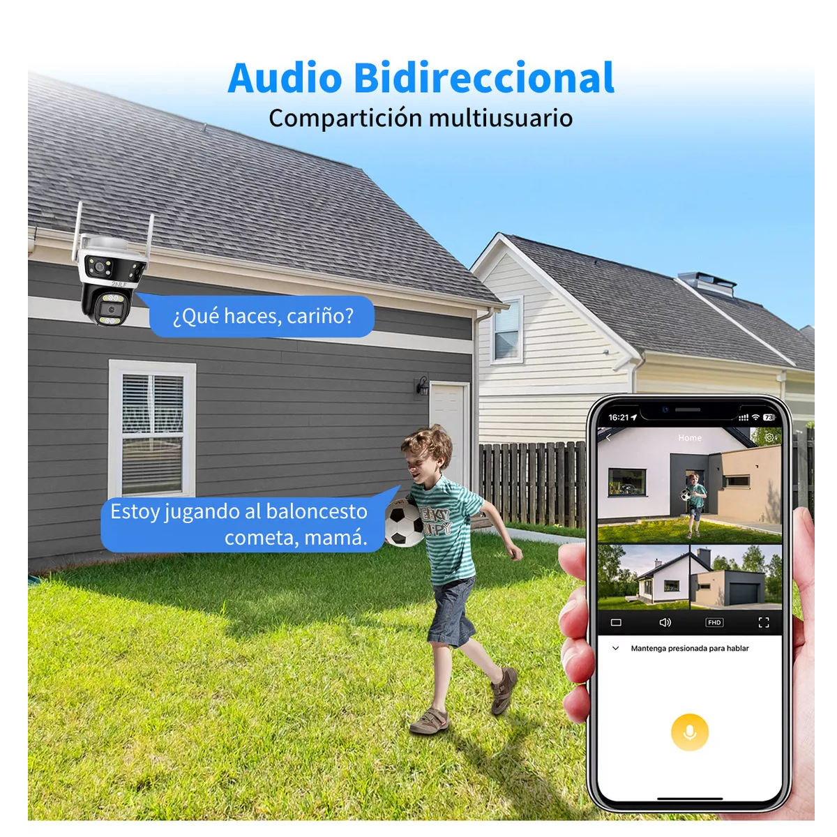 Cámara De Seguridad Exterior 3 Lentes 3 Pantalla Zoom Digital 