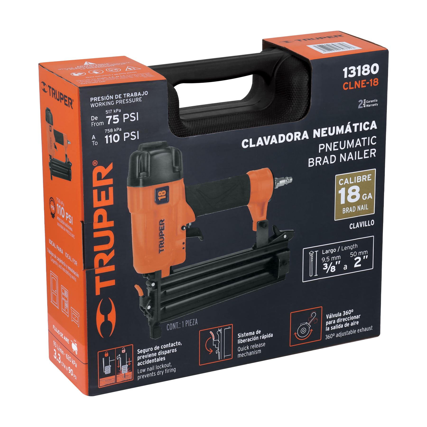 Clavadora neumática profesional, calibre 18, Truper