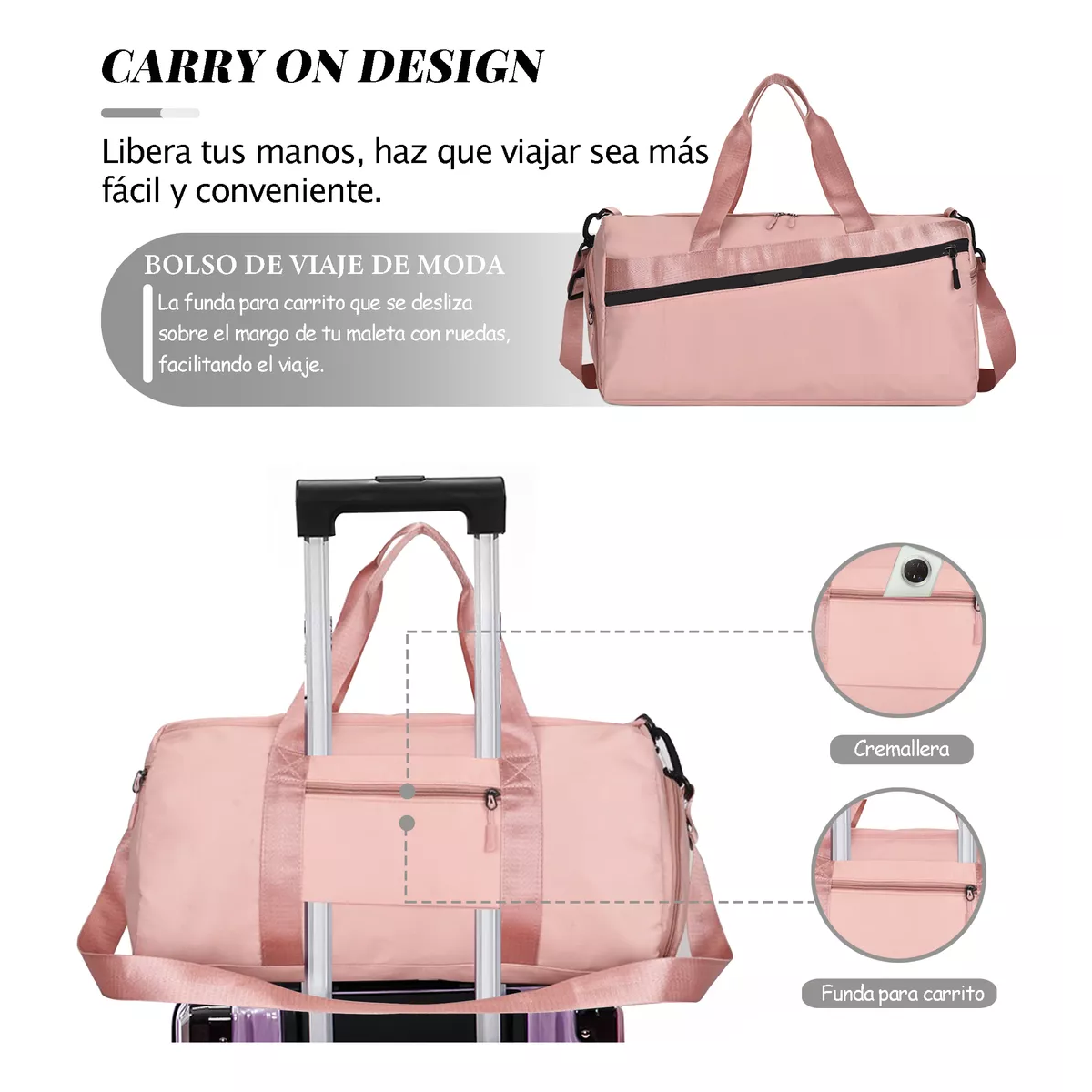 Maleta De Viaje Bolso Deportivo Mochila Gym Rosa