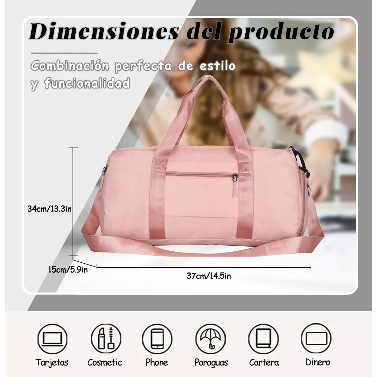 Maleta De Viaje Bolso Deportivo Mochila Gym Rosa