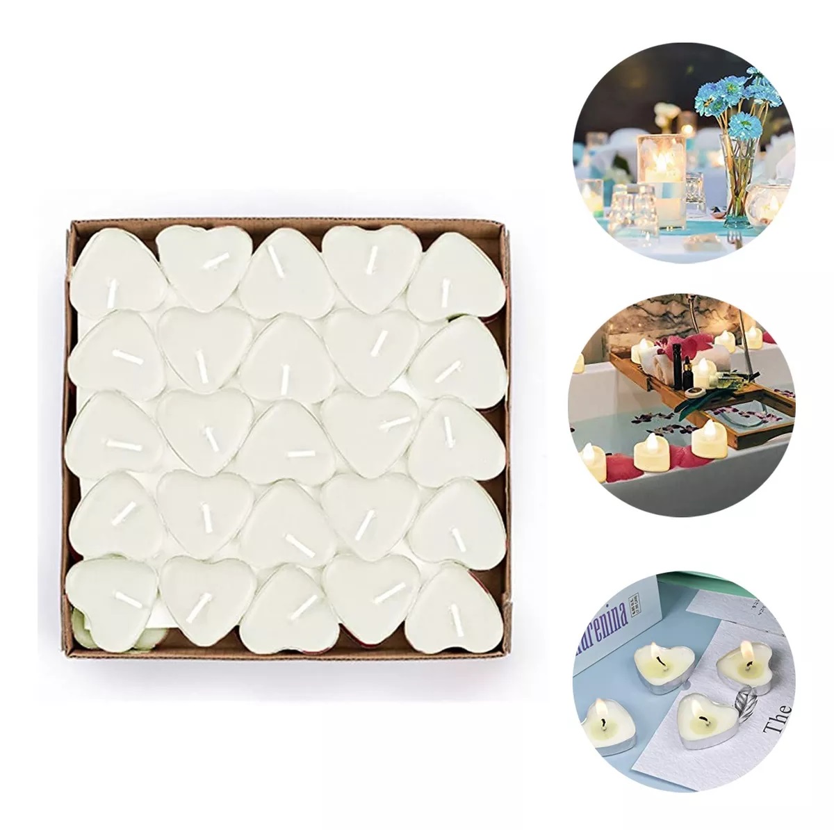 Velas De Te Flotantes Corazón Tea Light Aromática 100pz