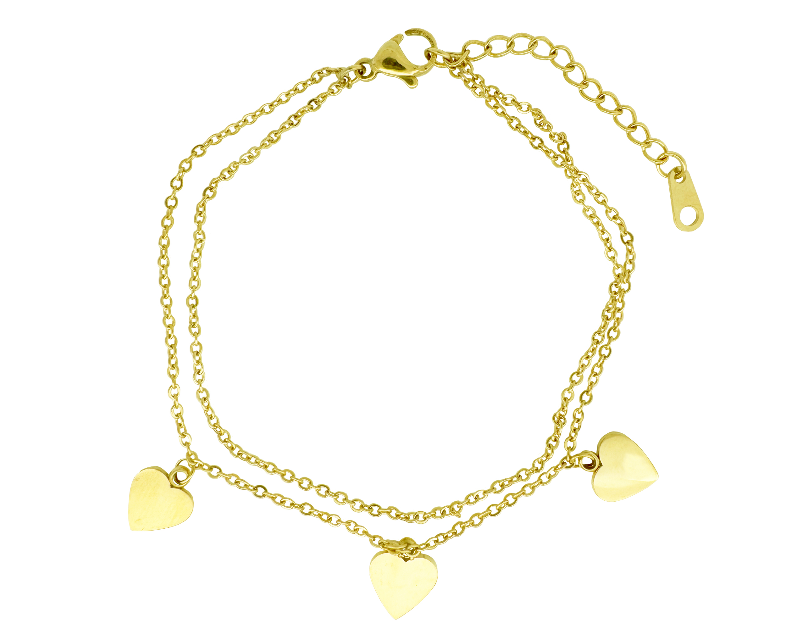 Pulsera Esclava Acero Inoxidable Horoz Triple Corazón 18cm SH82