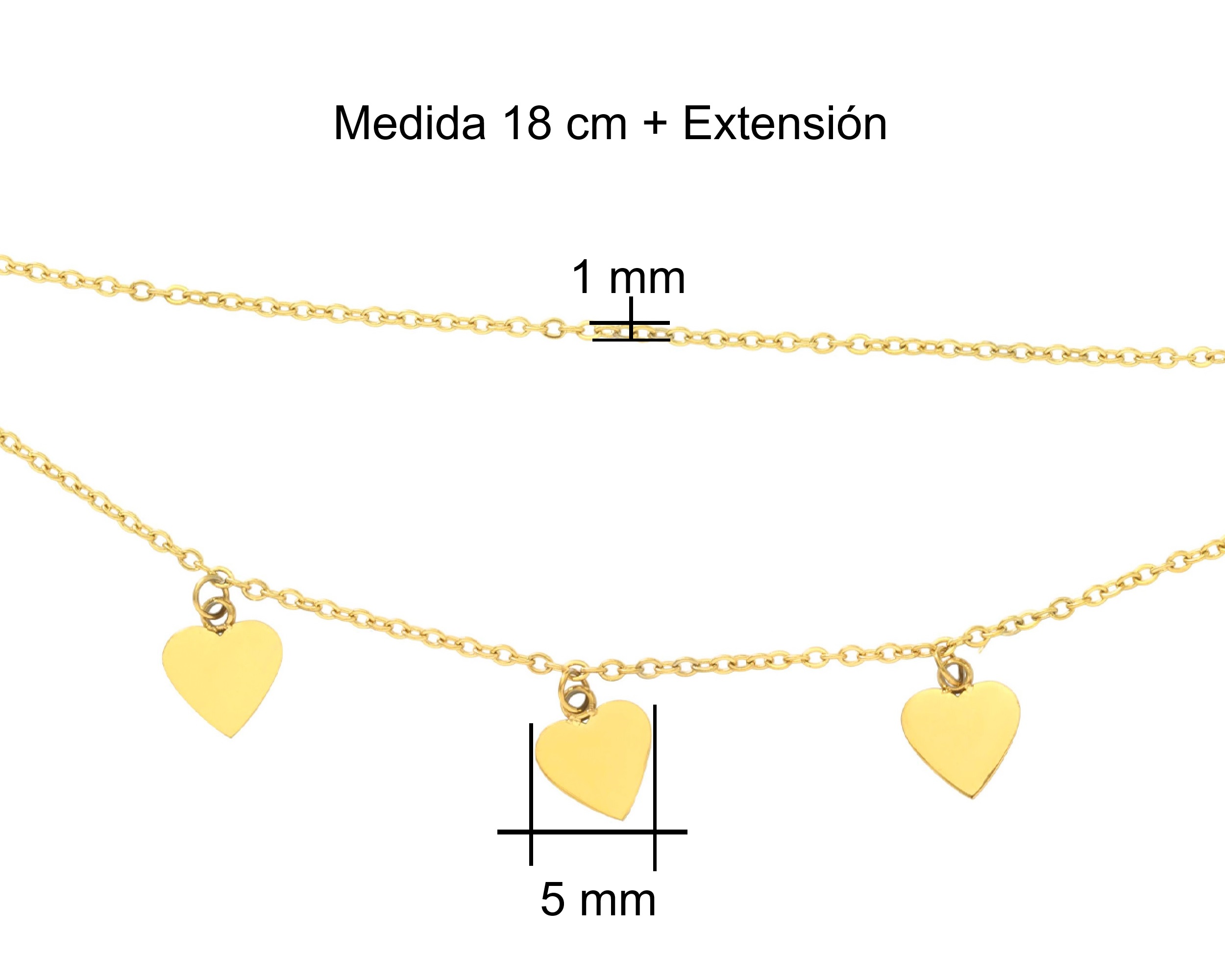Pulsera Esclava Acero Inoxidable Horoz Triple Corazón 18cm SH82