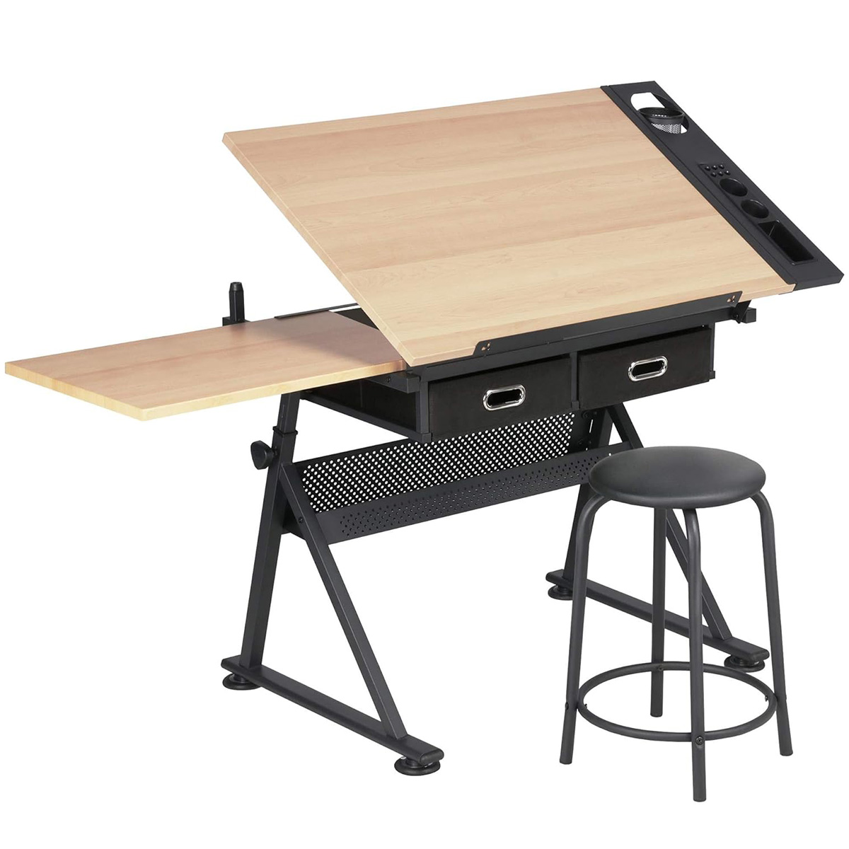 Restirador de Madera para Dibujo Profesional con Banco de Trabajo con Altura Ajustable y Cajón Bluelander