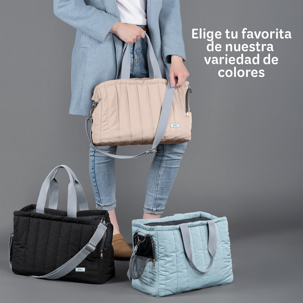 Bolsa transportadora para Perro o Mascota Pequeña, Mochila de Viaje 42x18x29cms- Negro ESQUIMAL