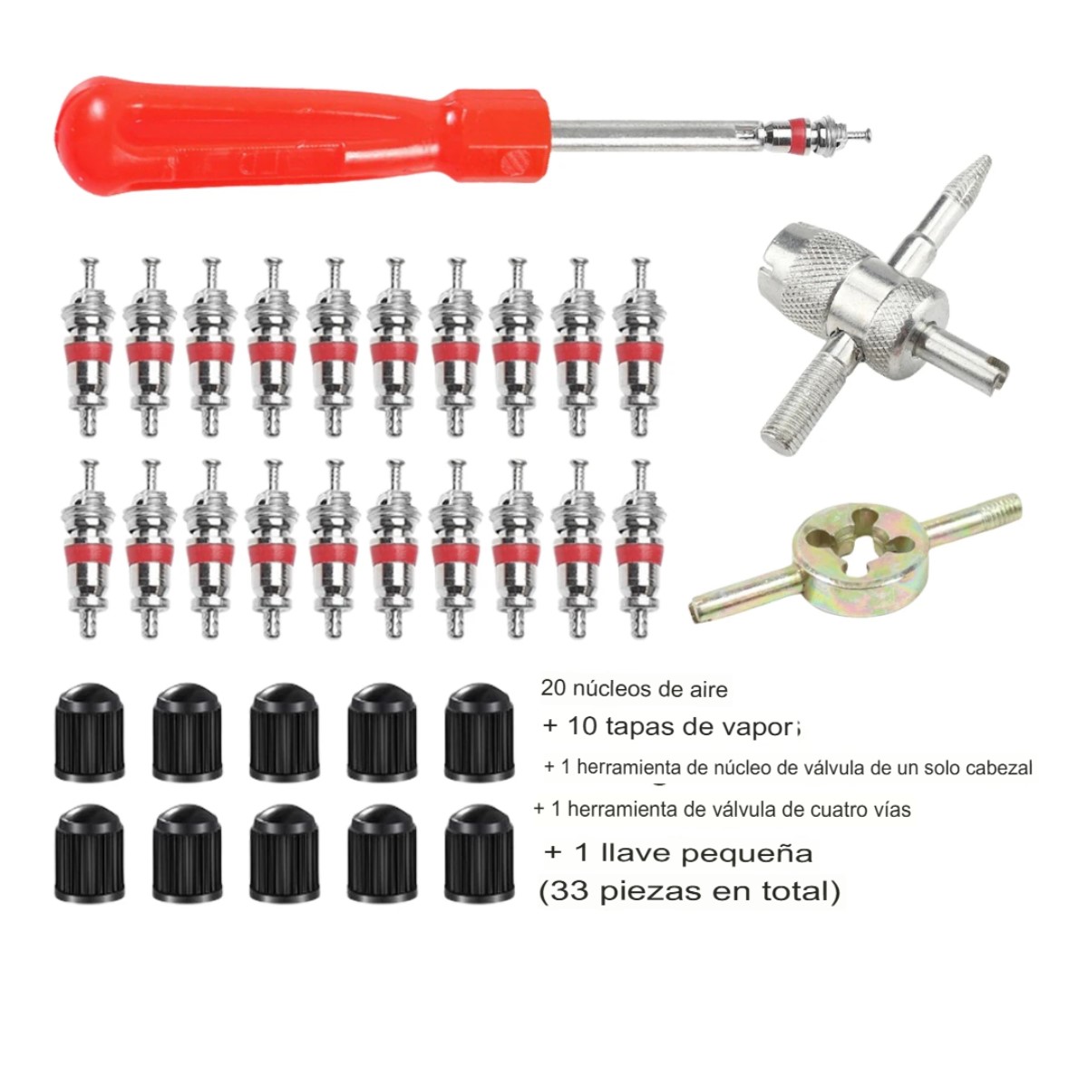kit juego válvula neumático bicicleta coche camara núcleo herramientas reparación accesorios moto