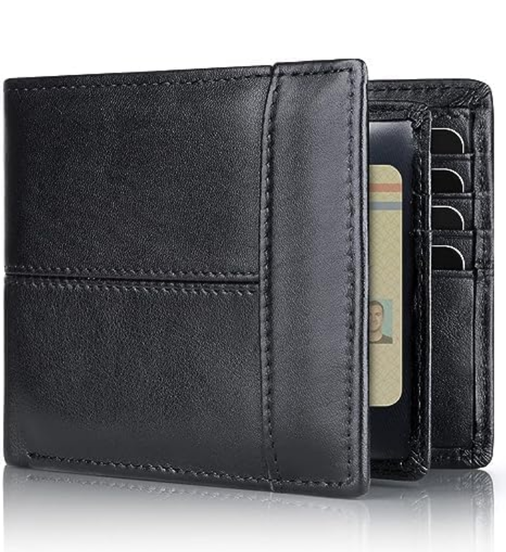 Cartera billetera hombre de piel con bloqueo RFID gran capacidad 