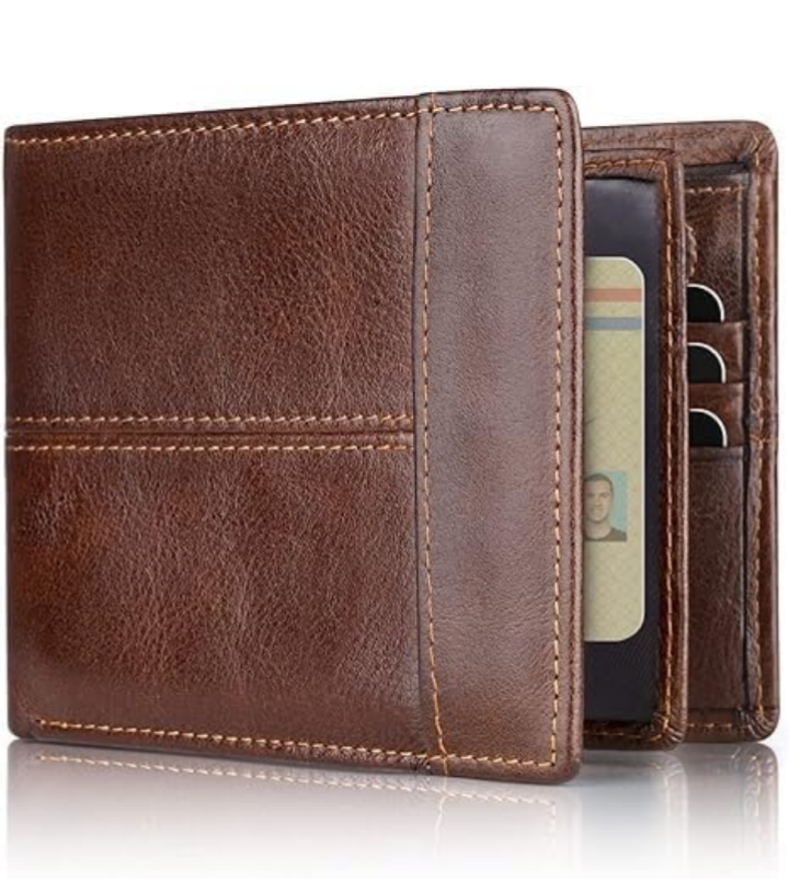 Cartera billetera hombre de piel con bloqueo RFID gran capacidad 