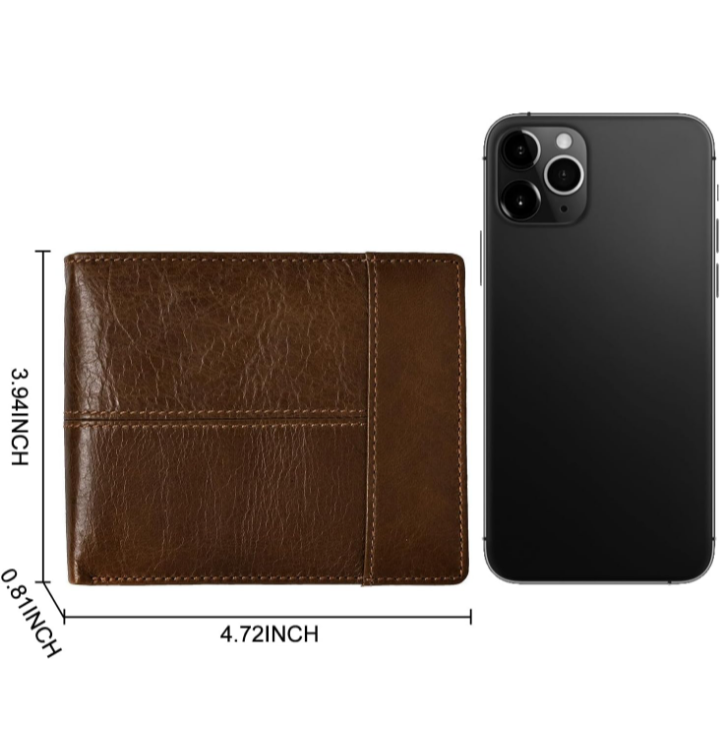 Cartera billetera hombre de piel con bloqueo RFID gran capacidad 