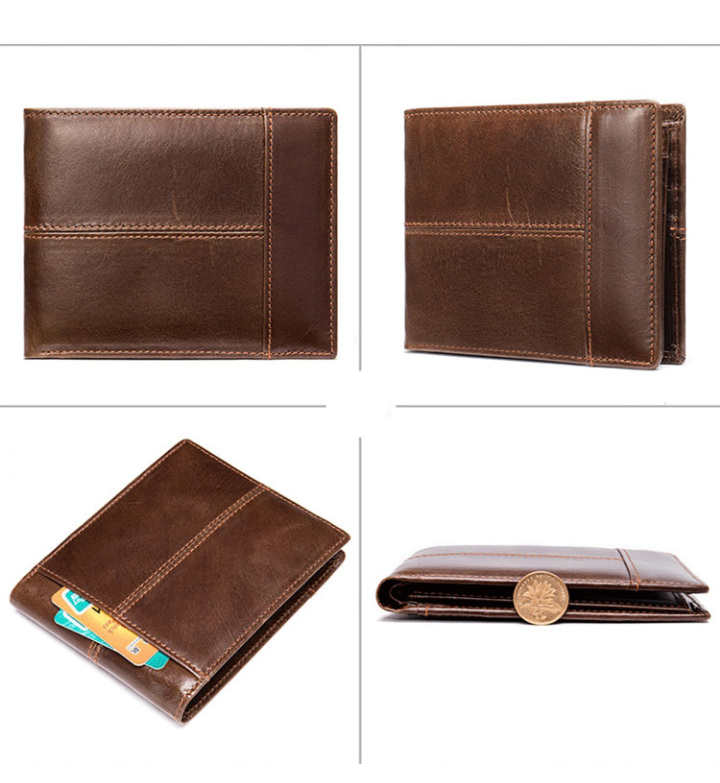 Cartera billetera hombre de piel con bloqueo RFID gran capacidad 