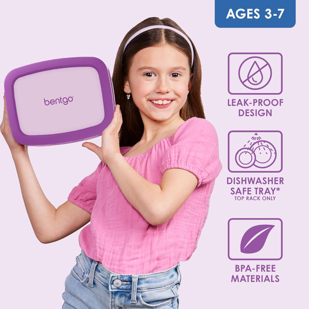 Lonchera Bentgo Fresh para Niños y Adultos, Hermética y Portátil con 4 Compartimentos, Ideal para Comidas Saludables y Control de Porciones - Color Púrpura