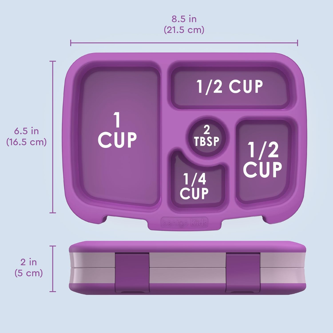 Lonchera Bentgo Fresh para Niños y Adultos, Hermética y Portátil con 4 Compartimentos, Ideal para Comidas Saludables y Control de Porciones - Color Púrpura