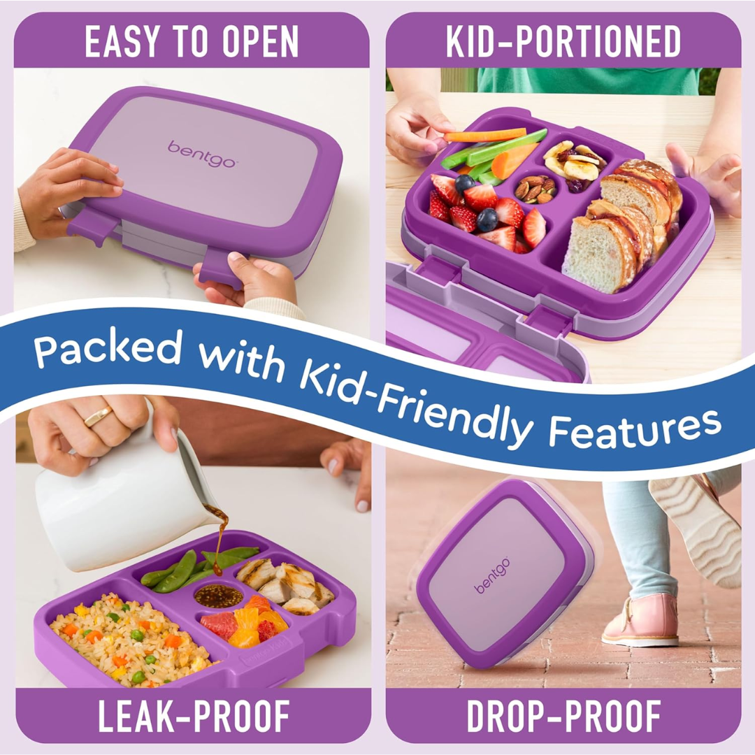 Lonchera Bentgo Fresh para Niños y Adultos, Hermética y Portátil con 4 Compartimentos, Ideal para Comidas Saludables y Control de Porciones - Color Púrpura