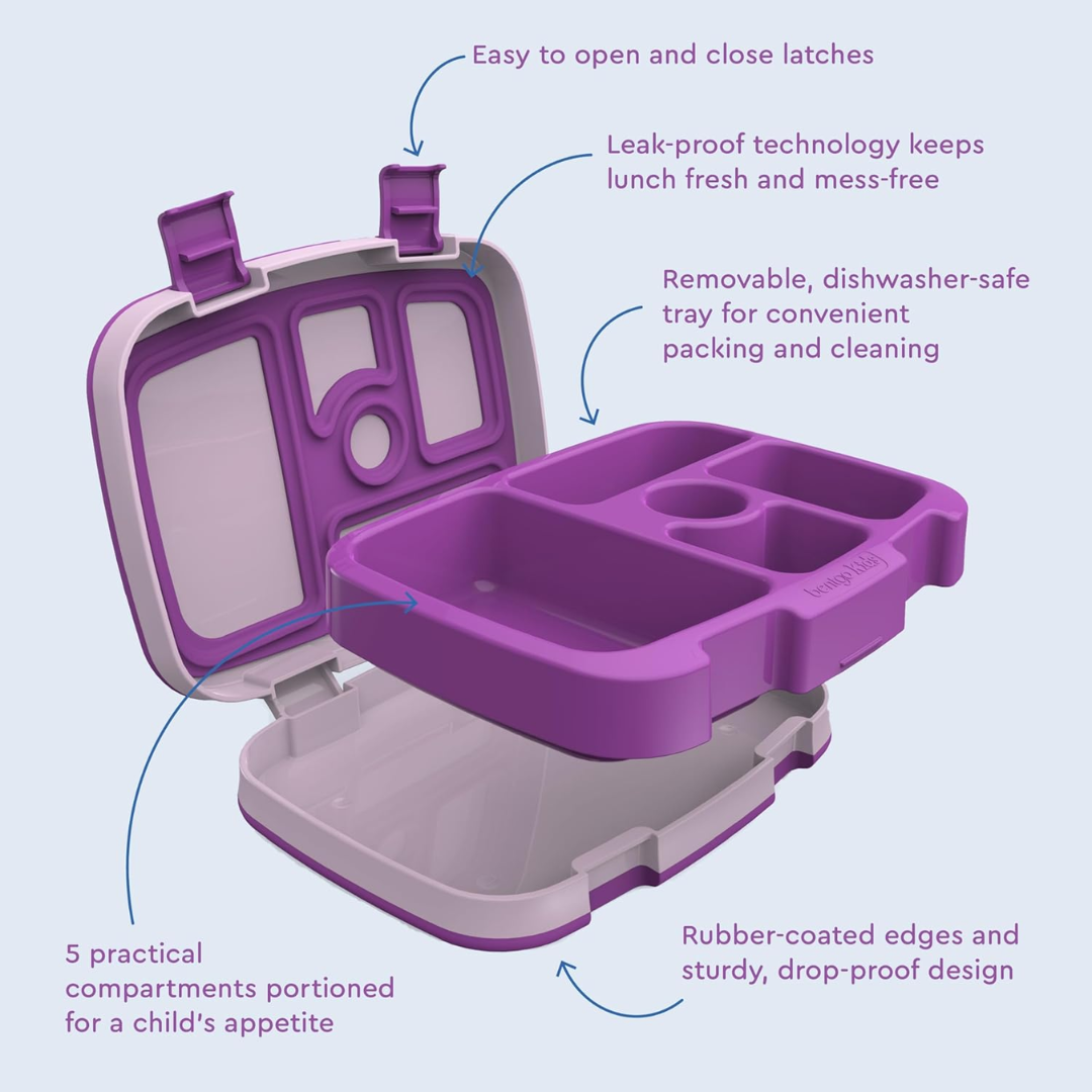Lonchera Bentgo Fresh para Niños y Adultos, Hermética y Portátil con 4 Compartimentos, Ideal para Comidas Saludables y Control de Porciones - Color Púrpura