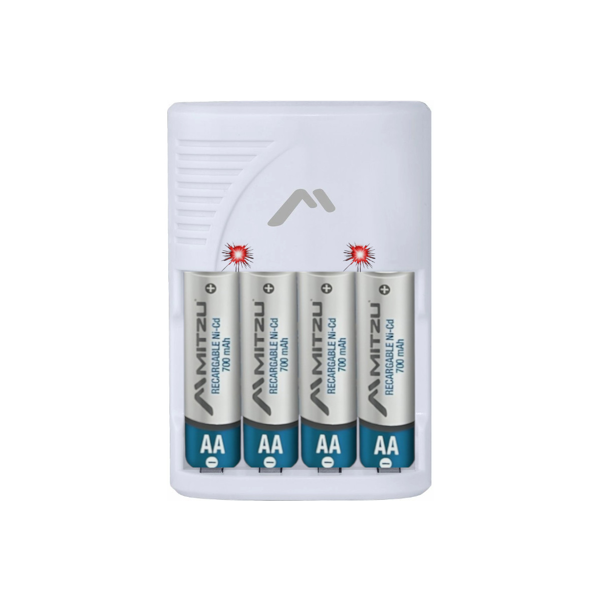 Cargador MITZU MC-210 con baterías recargables 4 AA + 4 AAA
