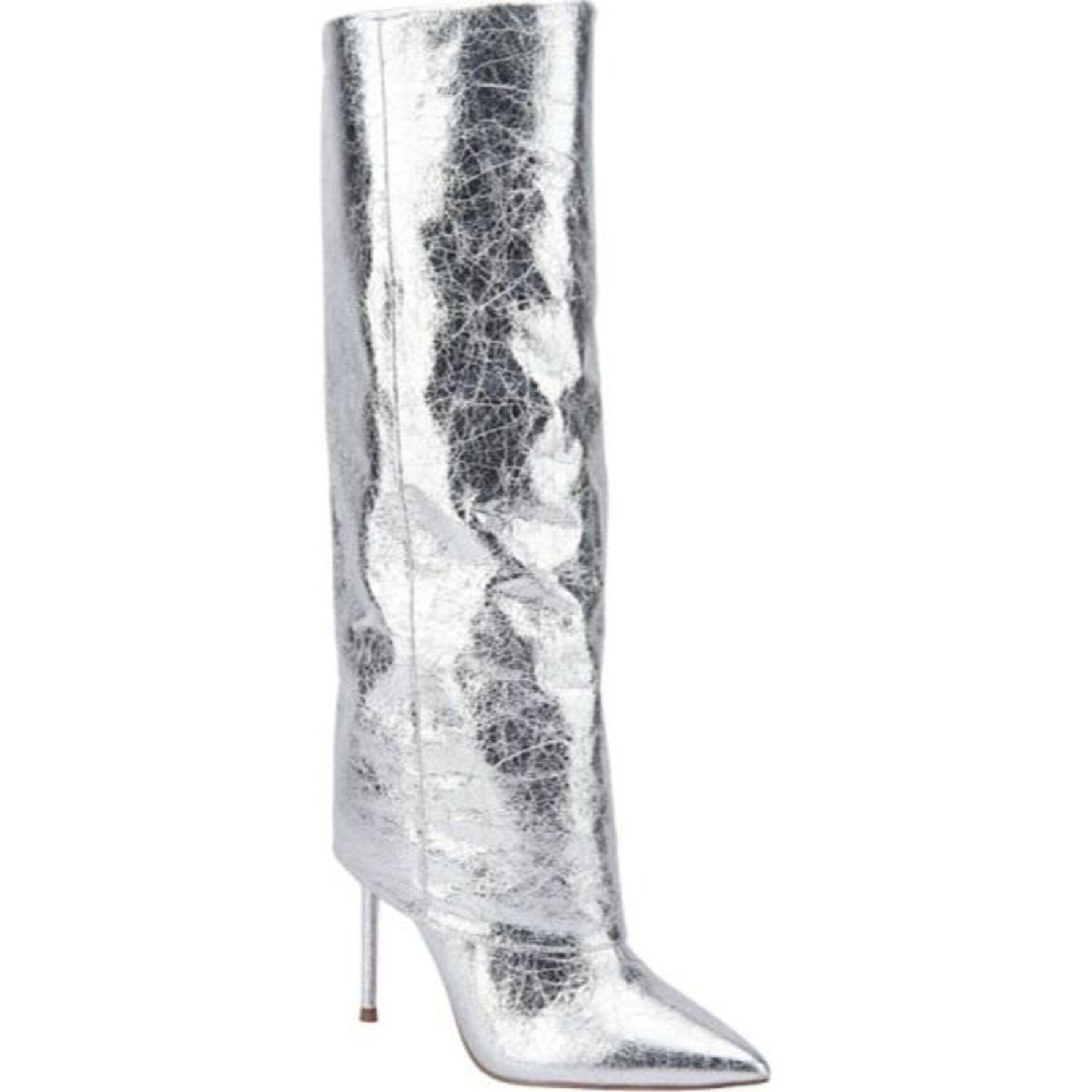 Botas para mujer, alta, con polaina de acabado metálico, tacón delgado y alto, marca Thalia Sodi mod. 1141390