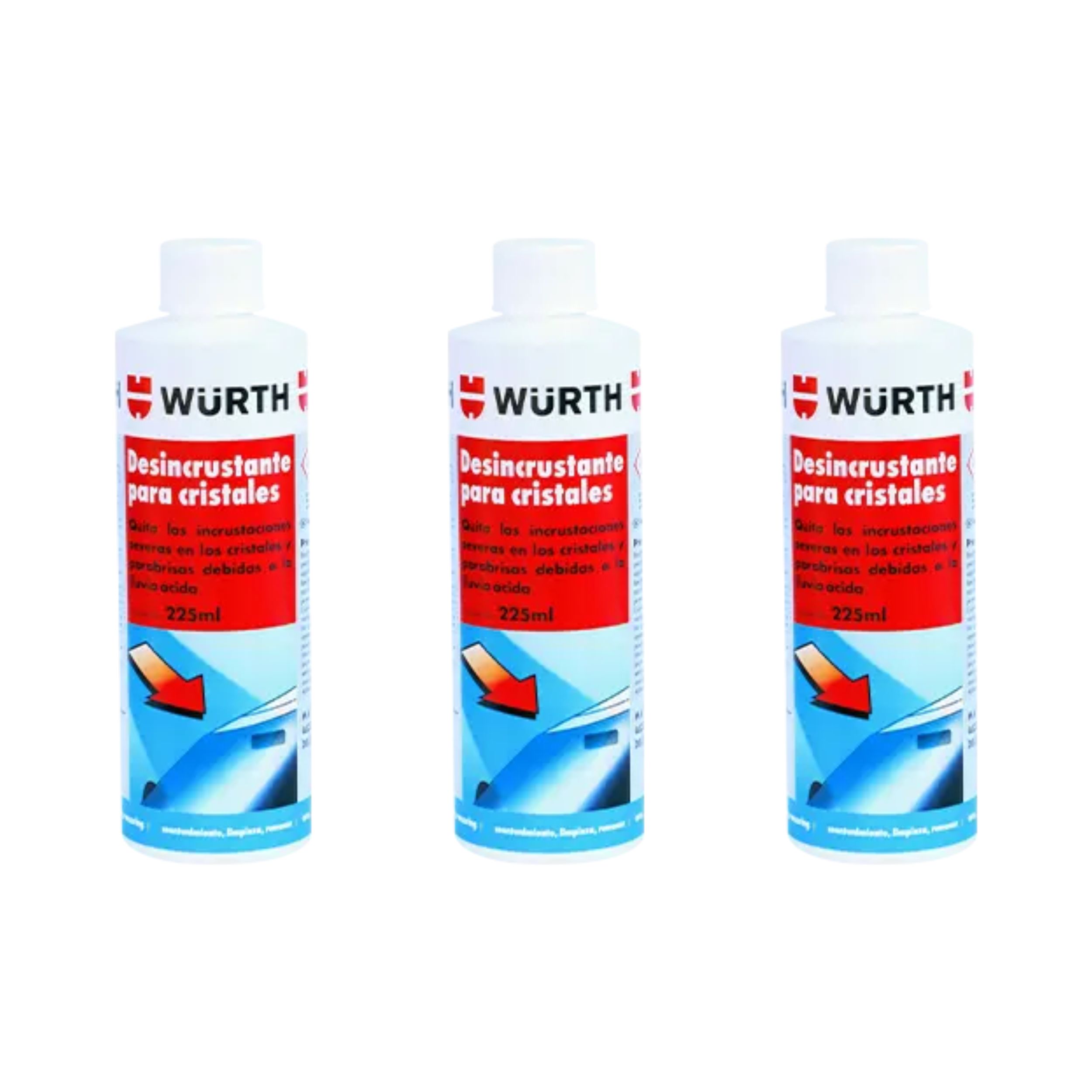 Desincrustante P/cristales Parabrisas Lluvia Ácid Wurth 3 Pz