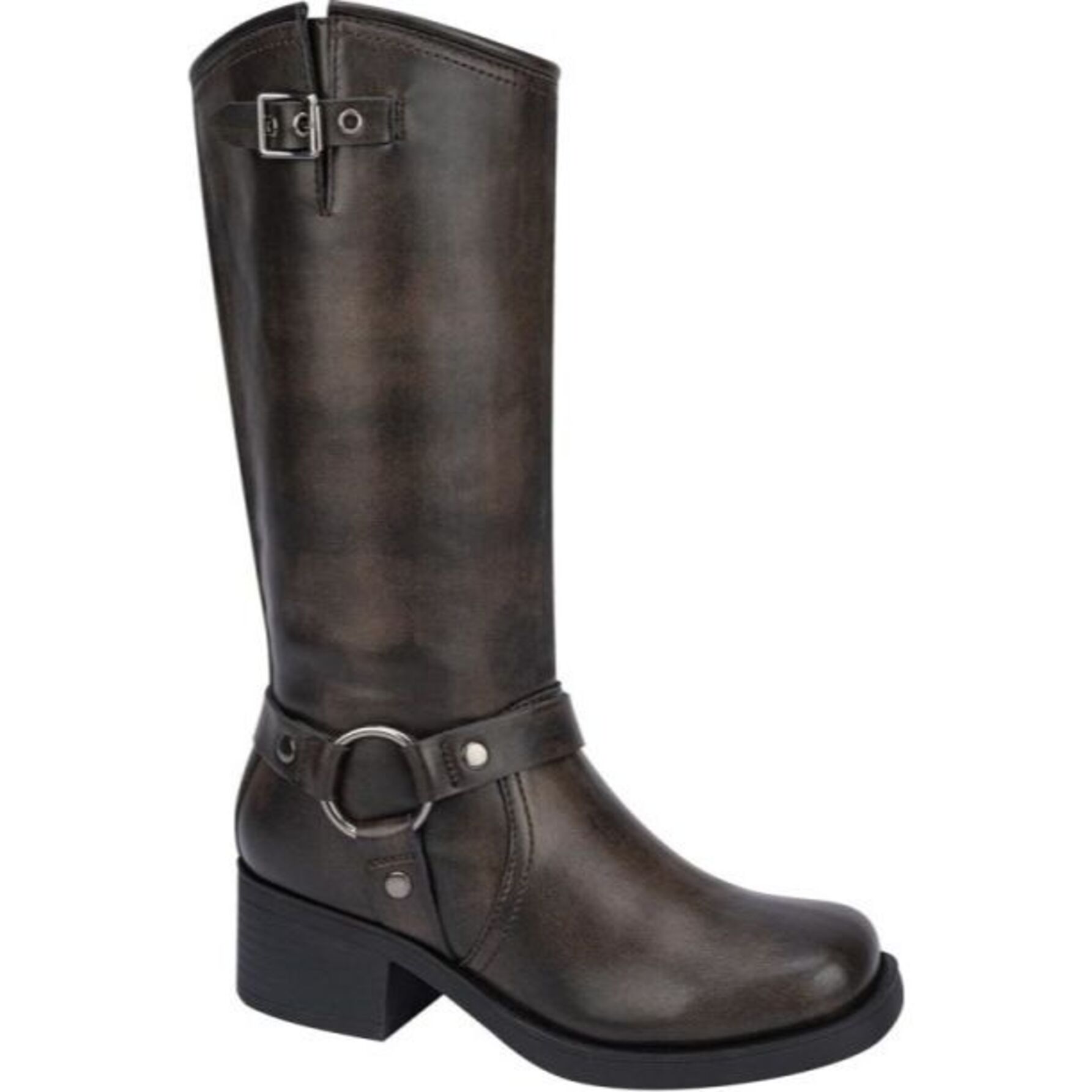 Botas para mujer, con hebillas y estribo decorativo, acabado atanado, color café, marca Goodyear, 1141395