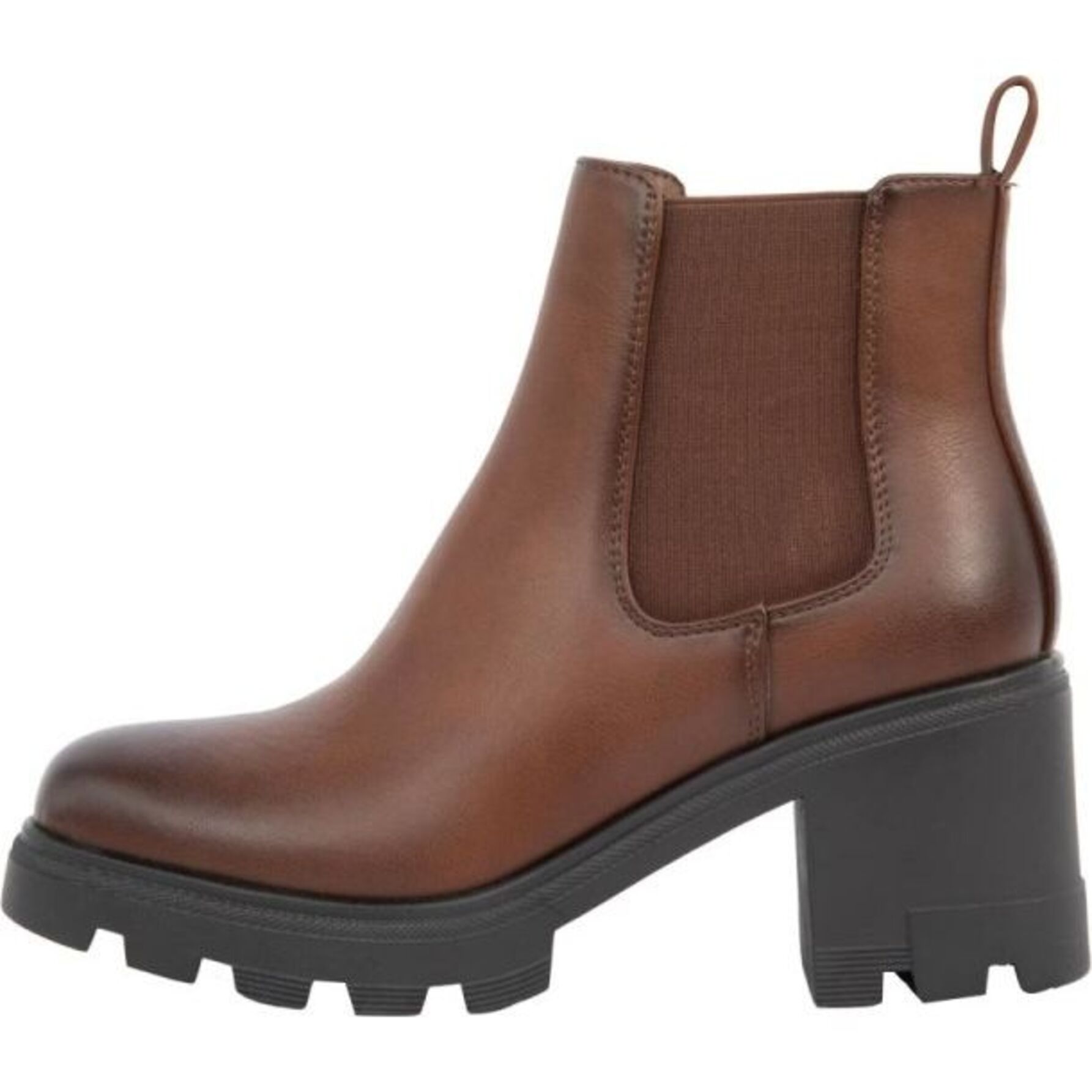 Botas para mujer, tipo Chelsea, con acabado napa, color cognac, marca Tierra Bendita, mod. 1141431