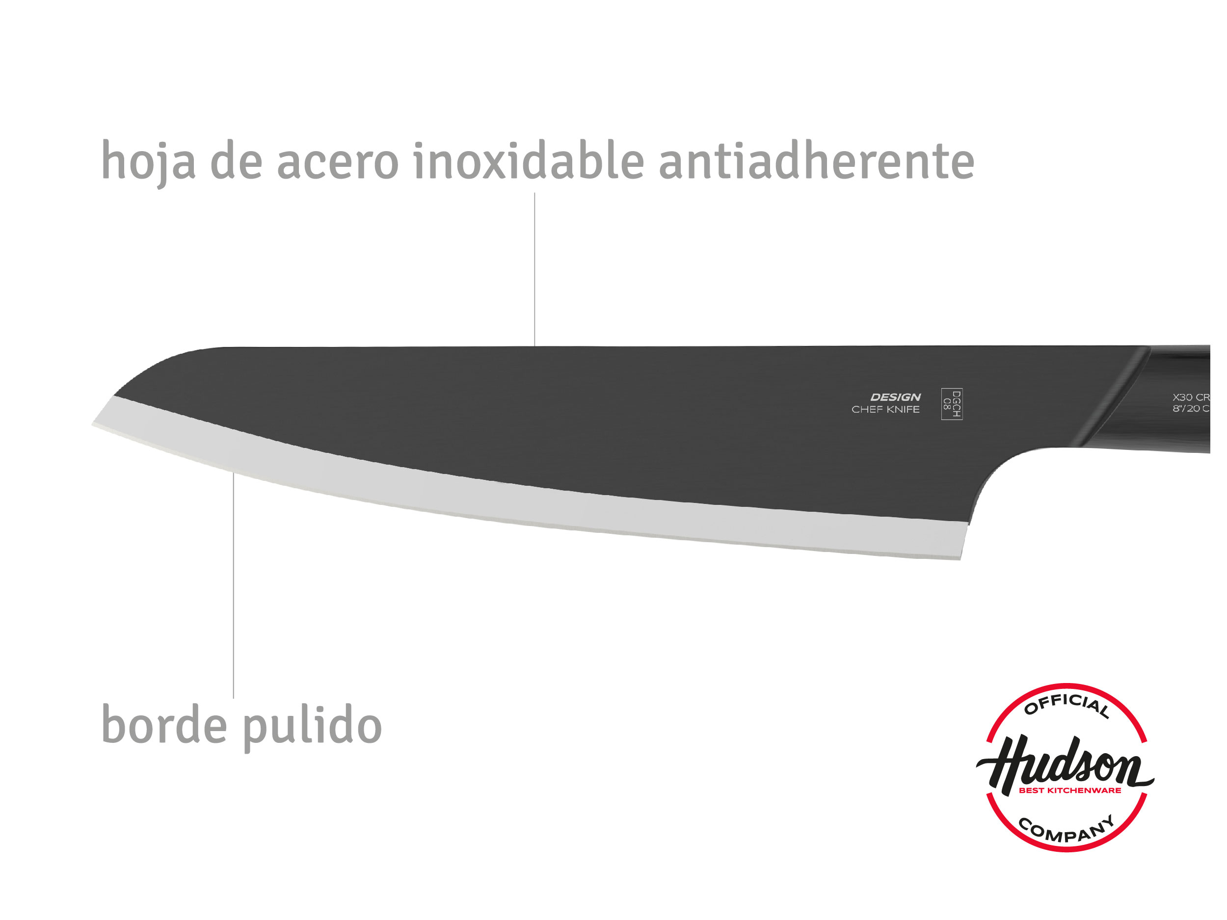 Set de 4 cuchillos linea design huevo inox c/antiadherente negro
