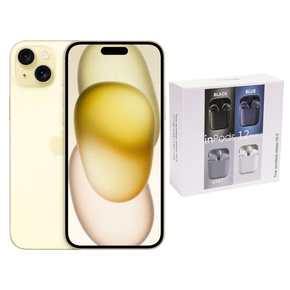 iPhone 15 128GB Amarillo CHIP Reacondicionado + Audífonos Genéricos