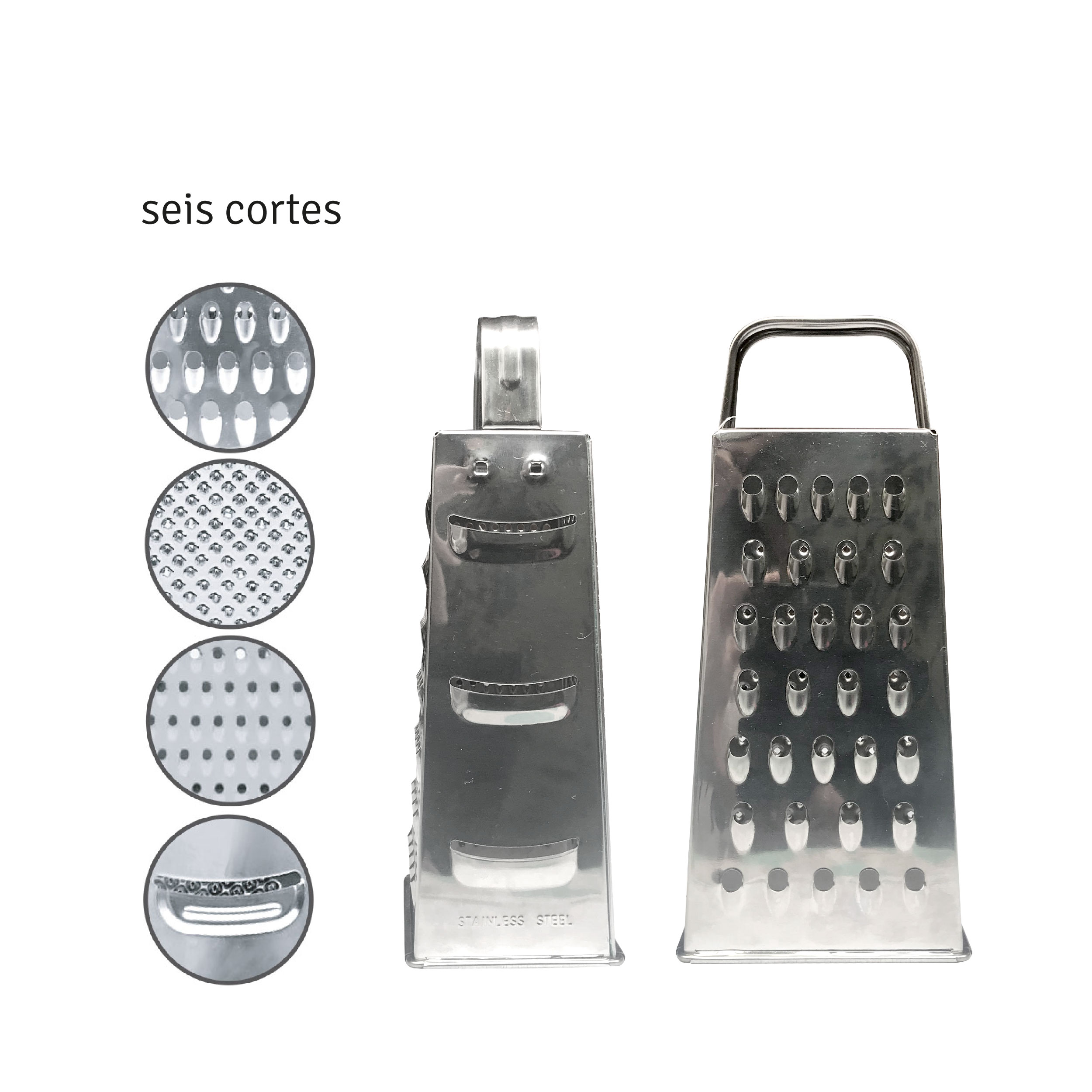 Rallador economico 4 caras acero inoxidable (altura 21cm)