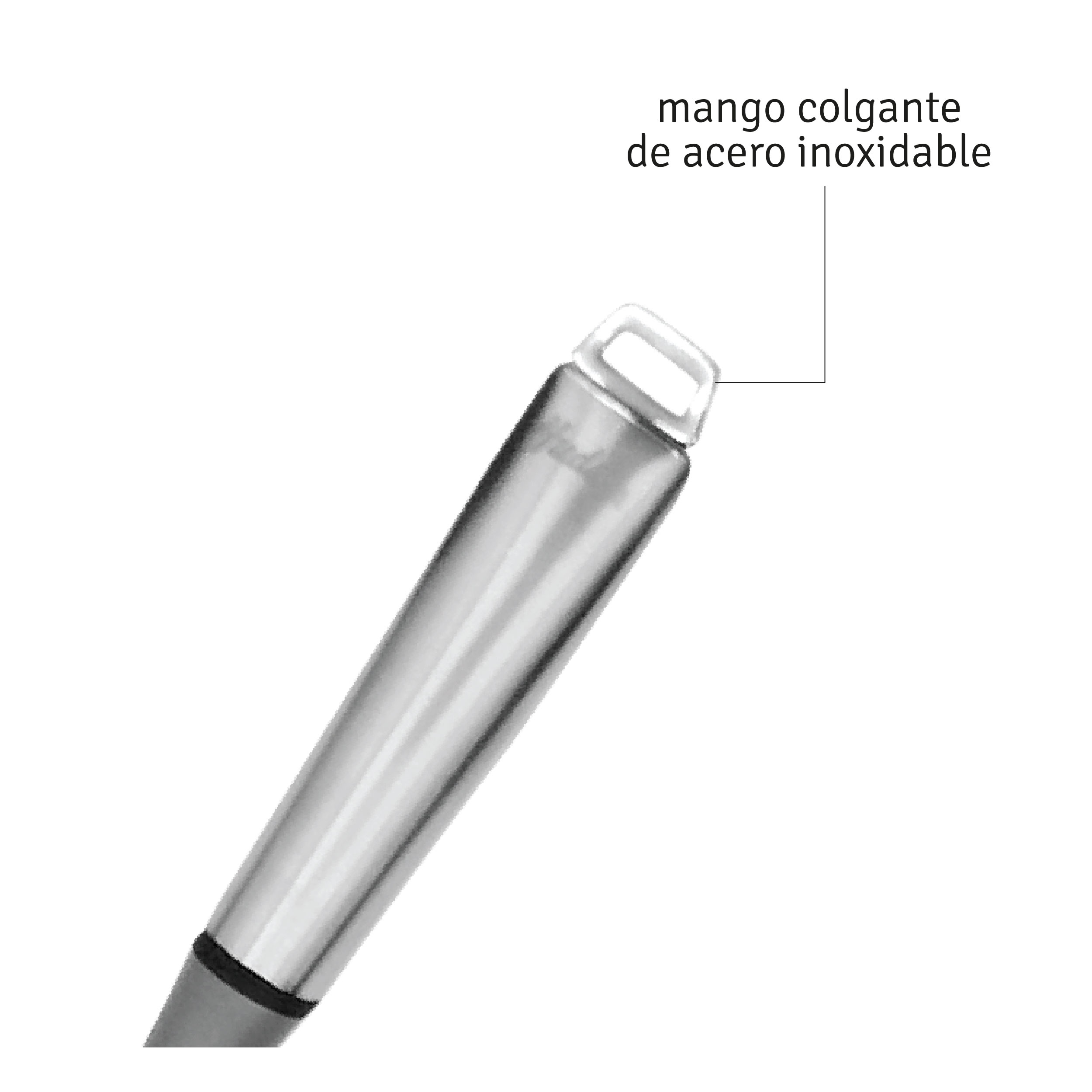 Cuchara para pastas de nylon color gris con mango acero inoxidable