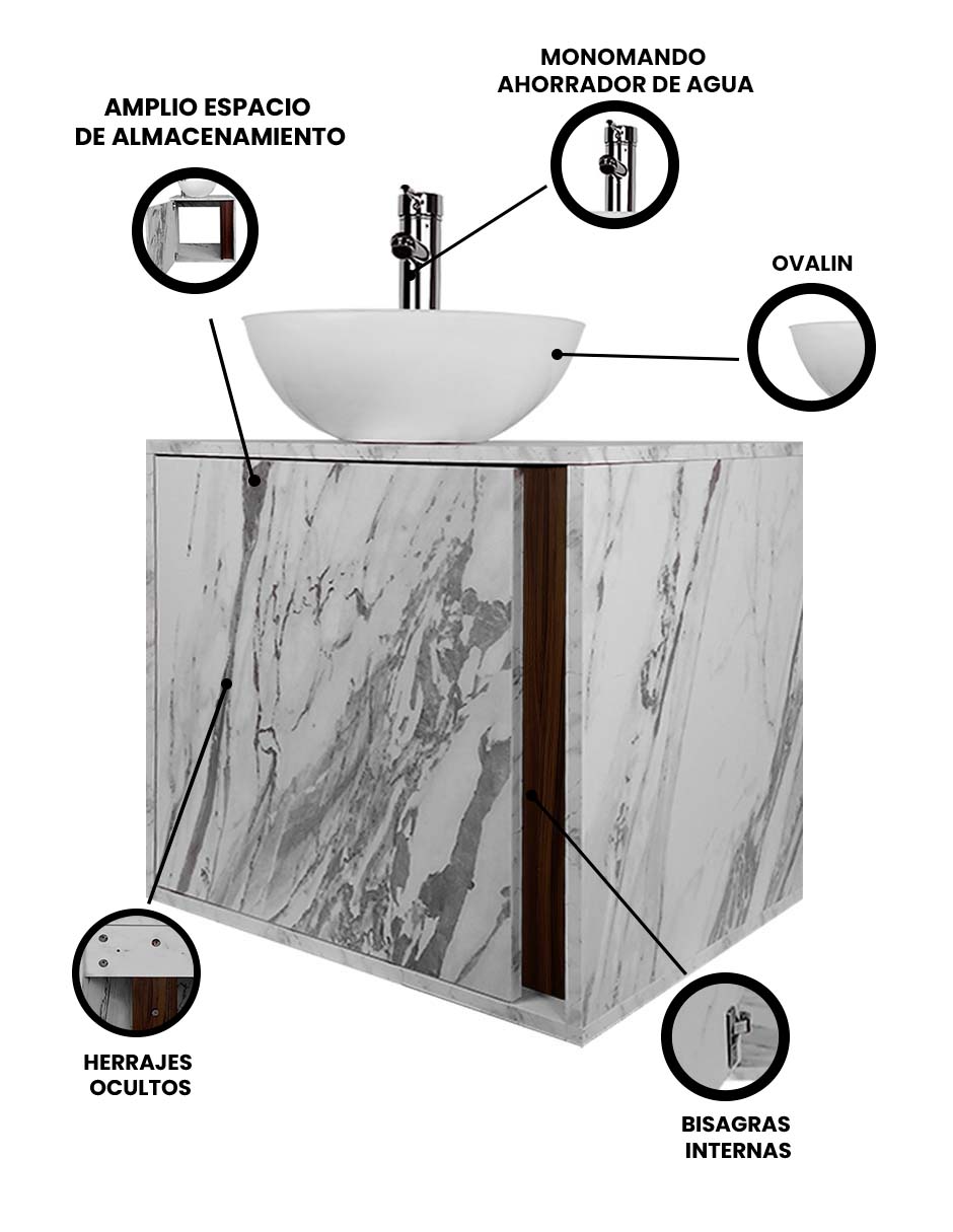 Gabinete Para Baño MIA Con Ovalin Y Llave Minimalista