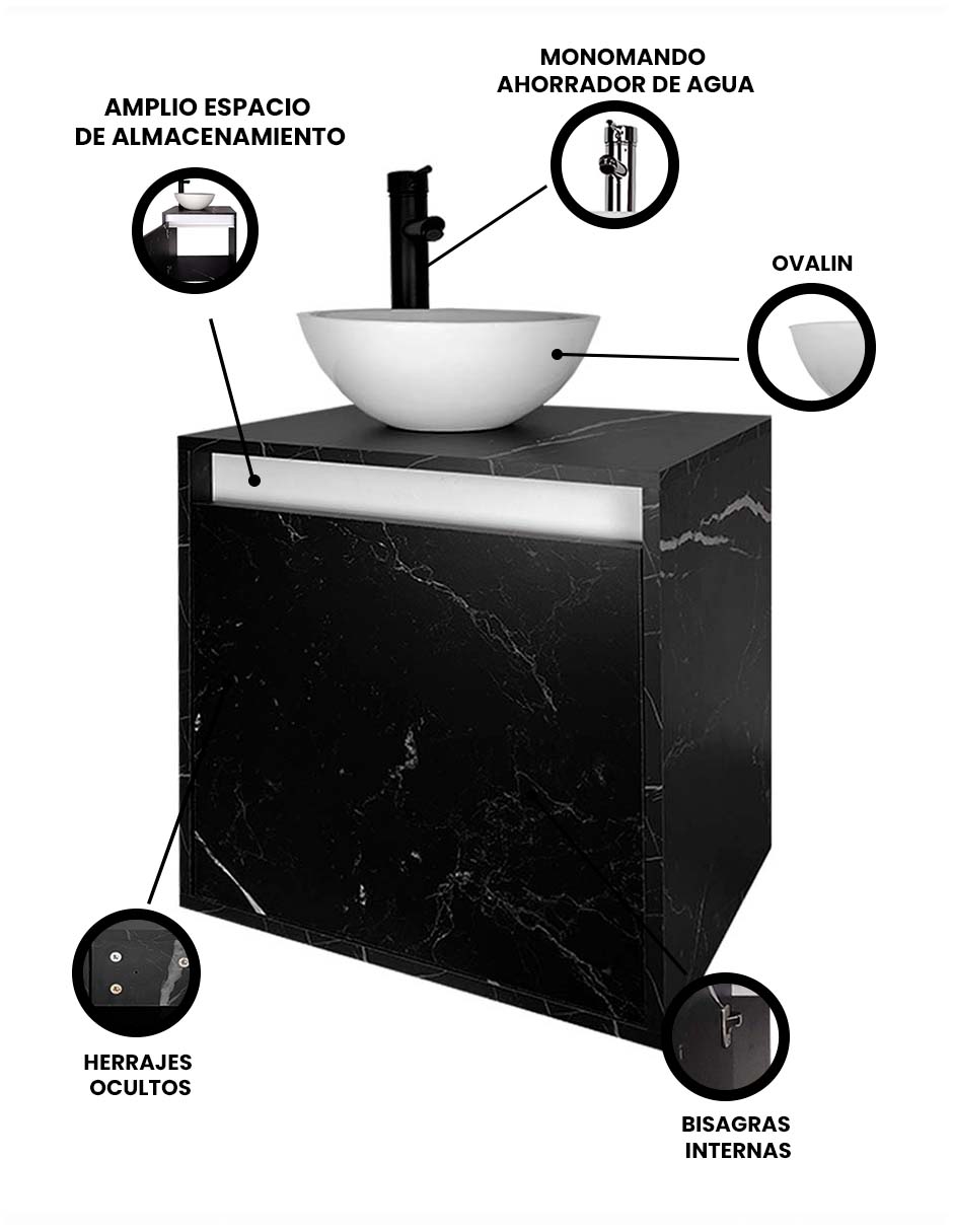 Gabinete Para Baño PHÍA Con Lavabo Y Llave Minimalista