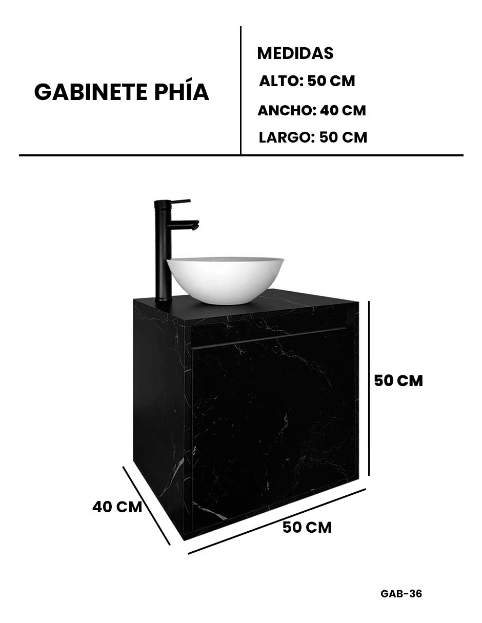 Gabinete Para Baño PHÍA Con Lavabo Y Llave Minimalista