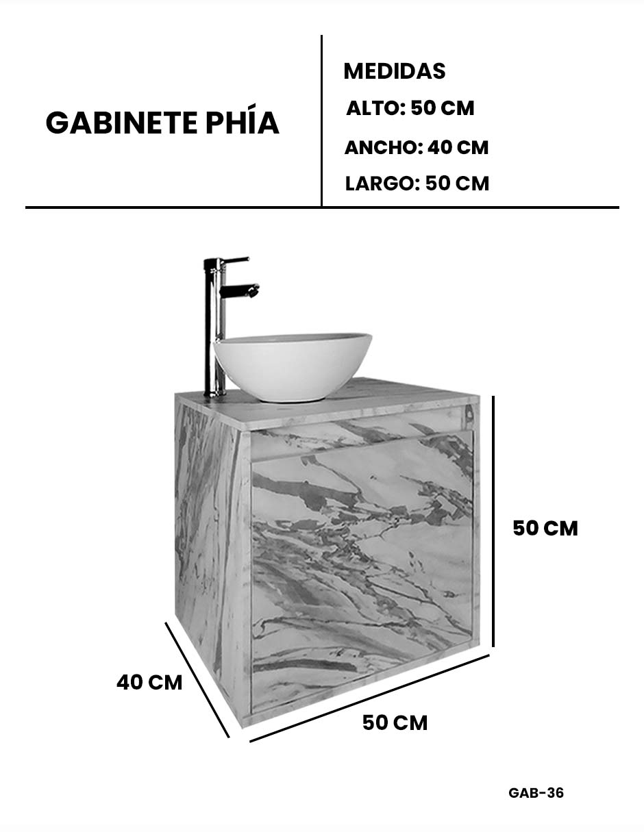 Gabinete Para Baño PHÍA Con Lavabo Y Llave Minimalista