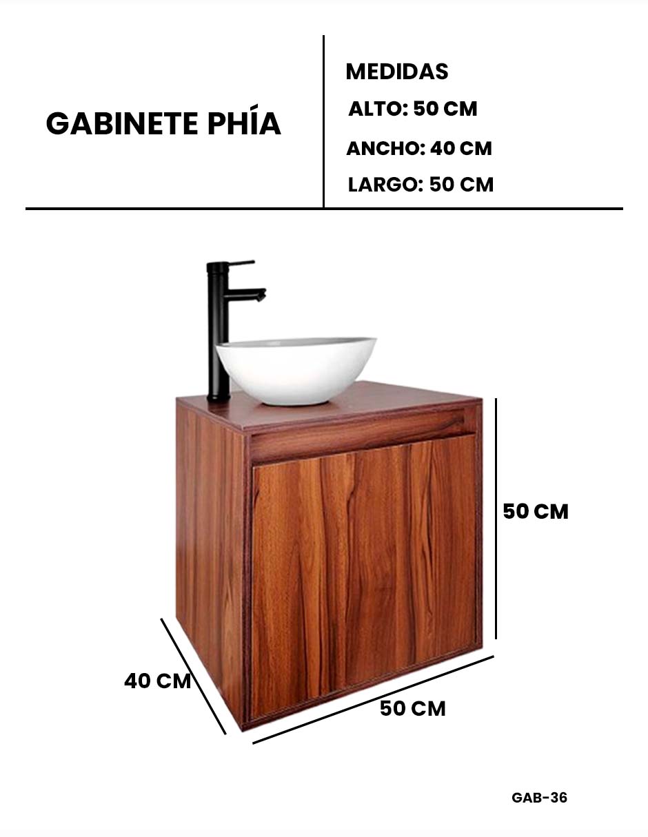 Gabinete Para Baño PHÍA Con Lavabo Y Llave Minimalista