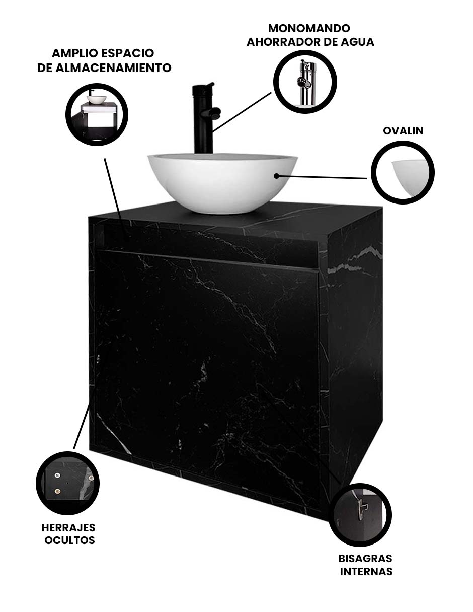 Gabinete Para Baño PHÍA Con Lavabo Y Llave Minimalista