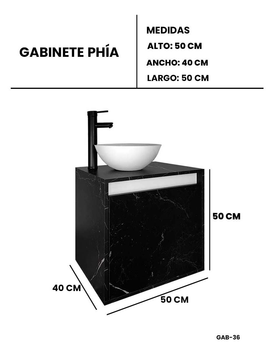 Gabinete Para Baño PHÍA Con Lavabo Y Llave Minimalista