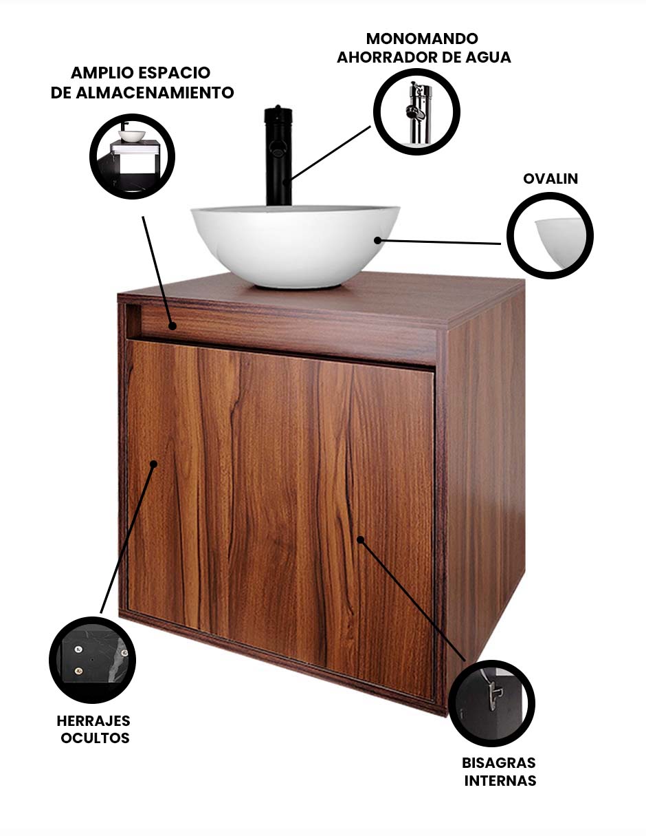 Gabinete Para Baño PHÍA Con Lavabo Y Llave Minimalista