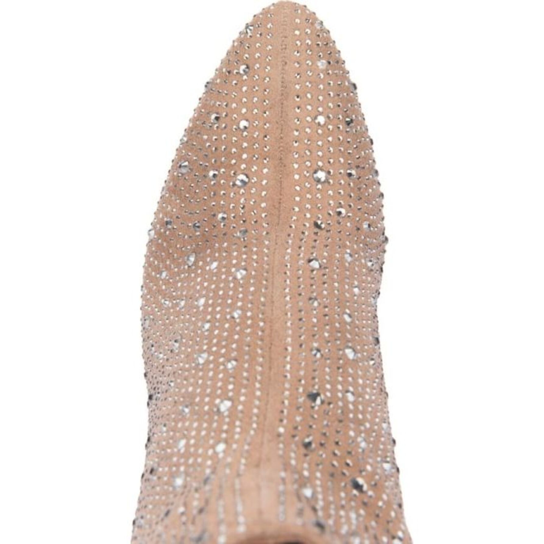 Botas para mujer, corta, con acabado ante y pedrería, punta redonda, marca Thalia Sodi, color taupé, mod. 1141469