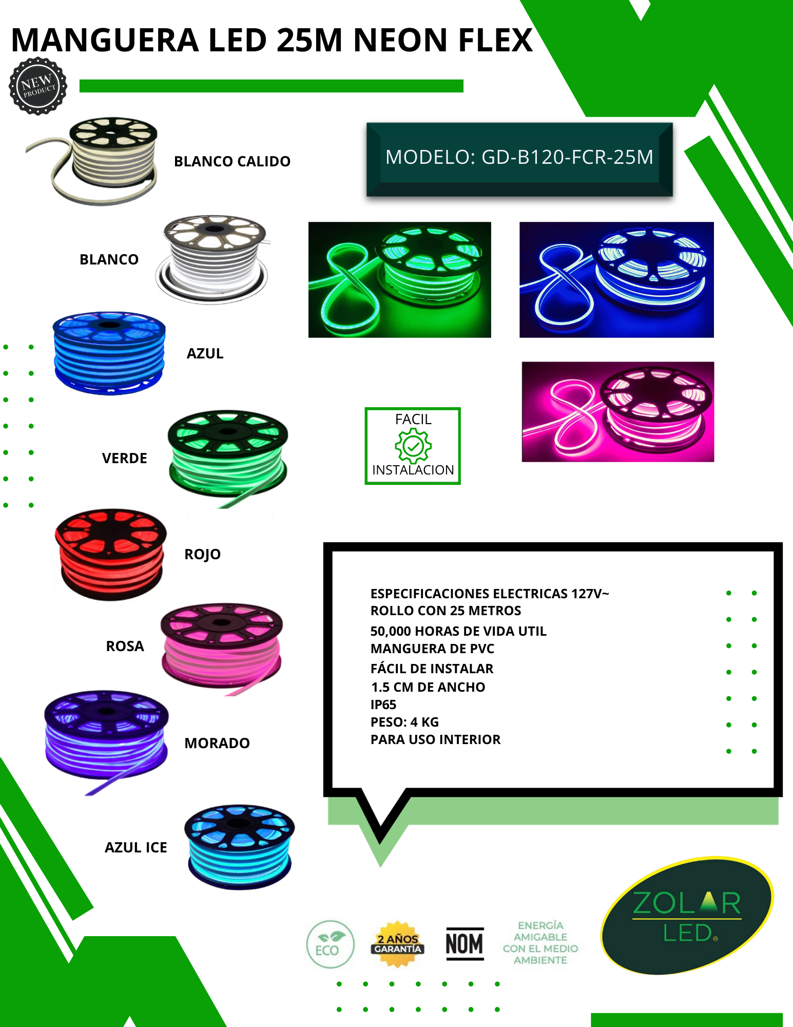 Manguera Neon Flex 25 Mts Rosa