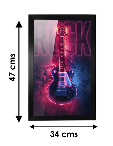 Cuadro Decorativo Diseño Guitarra Papel Metálico Textura Brillante 47x34 cm