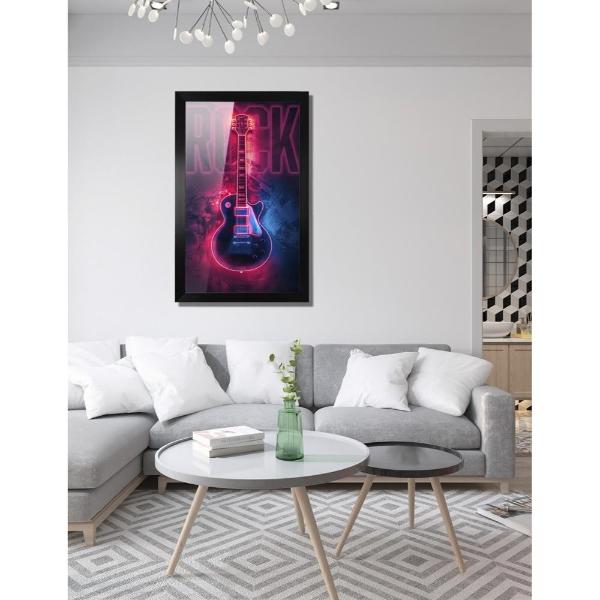 Cuadro Decorativo Diseño Guitarra Papel Metálico Textura Brillante 47x34 cm